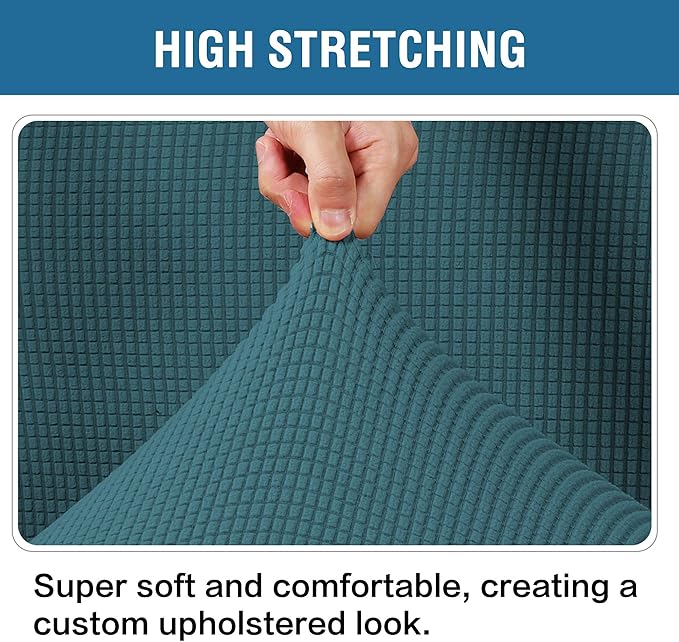 H.VERSAILTEX Ottoman Cover Slipcover Rectangle Fit Length 29'-34' Footrest Sofa Slipcovers Stool Cover Footstool Protector Covers Feature Stretch Thick Soft Jacquard Fabric Washable - Deep Teal