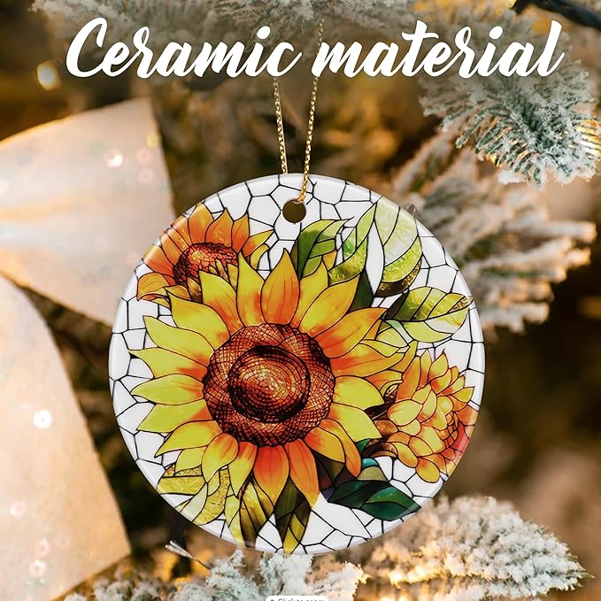 Sunflower Christmas Ornaments: Christmas Tree Ornaments, Holiday Decor for Sunflower Lovers, Stocking Stuffers, Gift Ideas, Xmas Gifts & Flower Lover Gifts