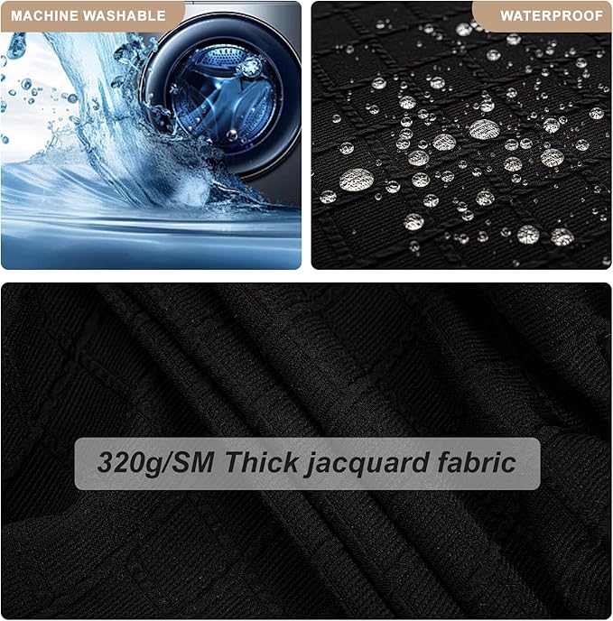 Genina Waterproof Seat Covers for Dining Room Chairs Covers Dining Chair Slipcovers Protector, No Rear Covers (Black, 4 Pcs)