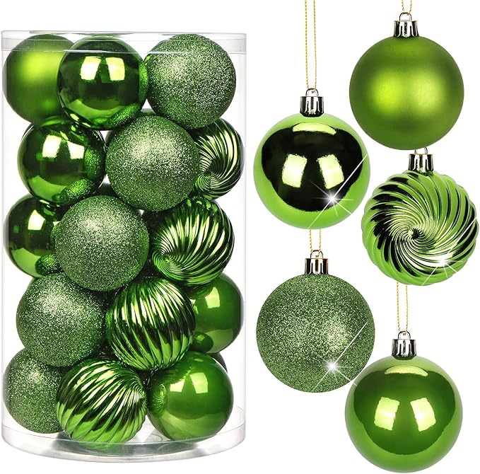 2.36" Green Christmas Balls Ornaments 25 Pcs Shatterproof Christmas Ornaments Set Small Light Green Ornament for Xmas Tree Halloween Holiday Party