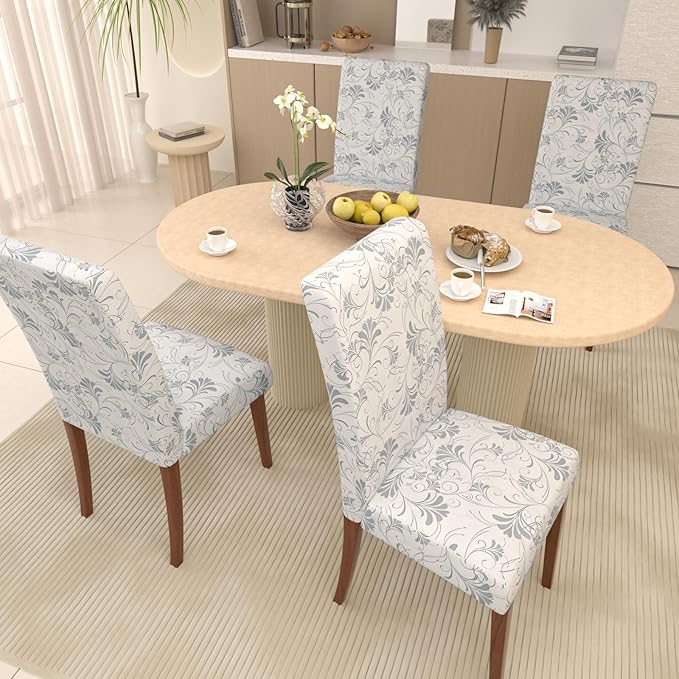 Stretch Dining Chair Covers Set of 4,Floral Print Chair Covers,Soft Removable Washable,Pet Friendly Furniture Protector,Universal Chair Slipcovers for Home, Kitchen,Ceremony Dining Room Seat