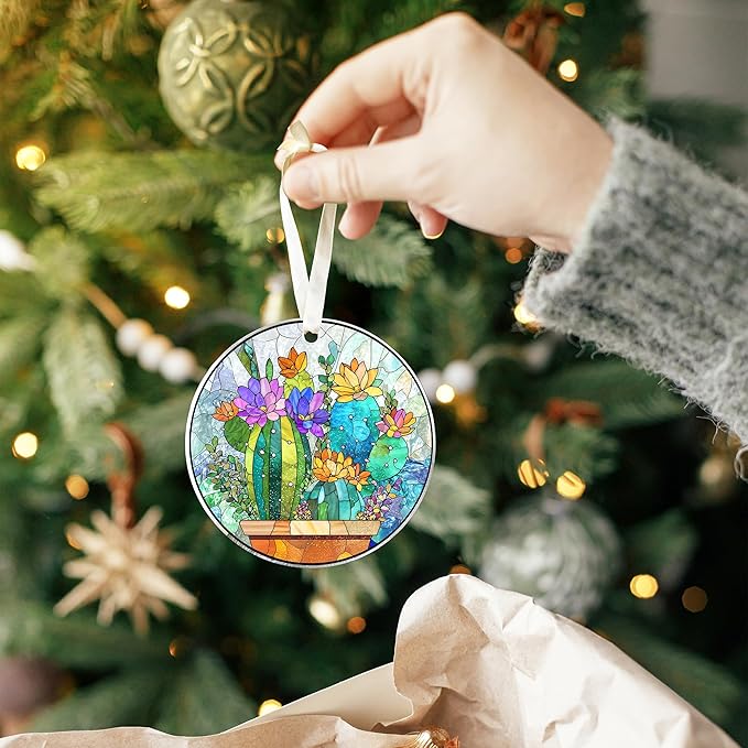 Cactus Ornament - Cactus Ornaments for Christmas Tree, Plant Succulent Ornaments - Plant Gifts for Women, Plants Lovers, Succulent Lover - Acrylic Christmas Ornament 2025