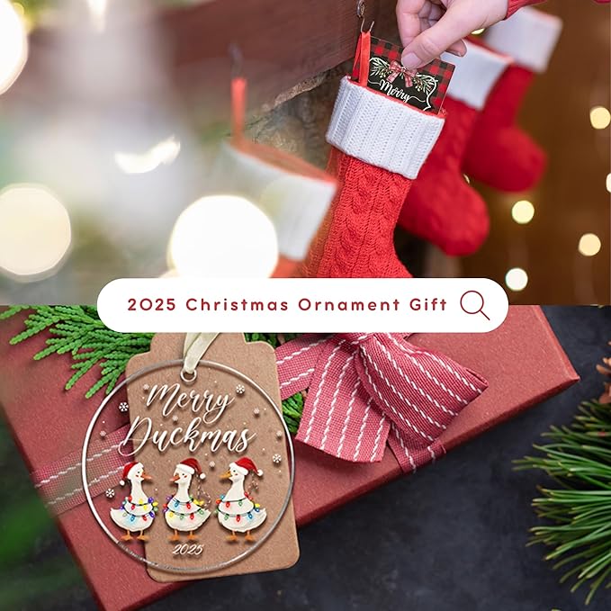 Duck Ornament - Duck Christmas Ornaments, Animal Ornaments for Christmas Tree - Cute Funny Animal Acrylic Ornament 2025