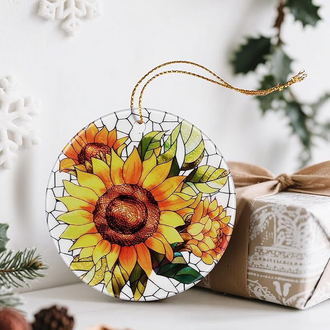 Sunflower Christmas Ornaments: Christmas Tree Ornaments, Holiday Decor for Sunflower Lovers, Stocking Stuffers, Gift Ideas, Xmas Gifts & Flower Lover Gifts