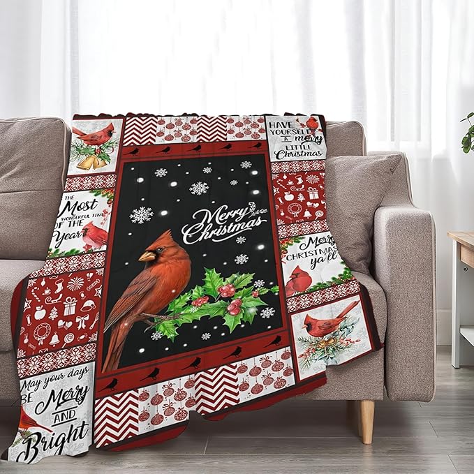 Tijuboni Cardinal Bird Throw Blanket for Girls Boys Women Men Kids Adults Soft Flannel Fleece Blanket for Couch Sofa Bed Home Decor 40"x50"