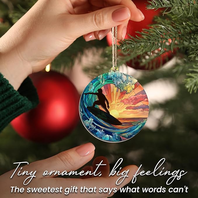 Surfboard Ornaments for Christmas Tree - Suncatcher Christmas Ornaments 2025 - Surfer Gifts for Men Women, Surfboard Ornament, Beach Gifts for Surfers Beach Lovers Friends, Beach Ornament