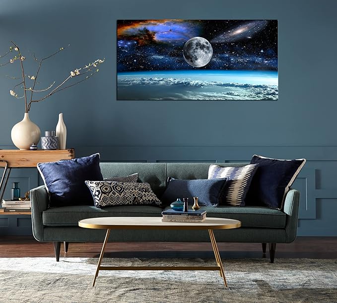 XXM WallArt FC2575 Space View From Earth Canvas Wall Art Landscape Modern Decor Abstract Canvas for Living Room Bedroom Kitchen Home and Office Wall Decor