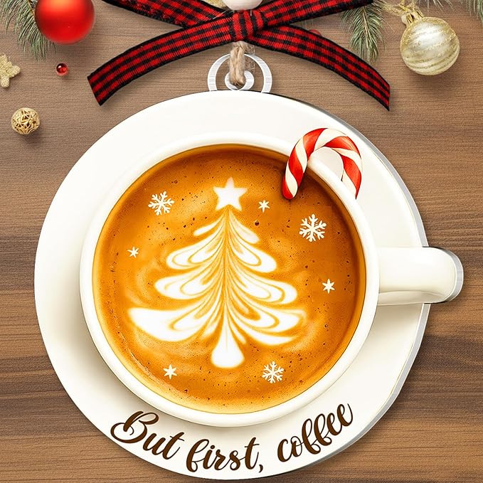 Coffee Ornament - Coffee Lover Christmas Ornament - Latte, Espresso, Barista Ornament - Coffe Gifts for Cappuccino, Latte, Espresso, Milkshake Lovers - Acrylic Christmas Keepsake 2025