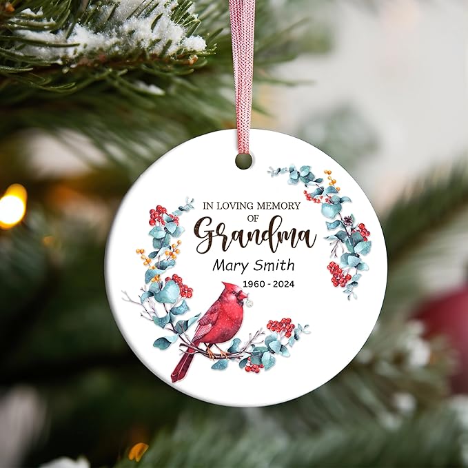 in Memory of Grandma Memorial Christmas Ornament with Date