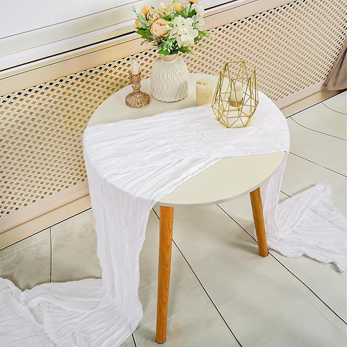 12 Pack White Cheesecloth Table Runner,10FT Gauze Boho Long Christmas Cheesecloth Tablerunners 20x120inch Rustic Cheese Cloth Table Runners for Wedding Party Bridal Shower,Table Decorationsa