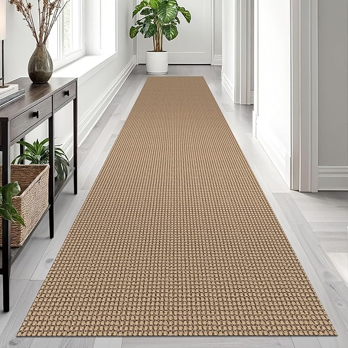 EARTHALL Runner Rug 3x12 Ft Washable Runners for Hallways Extra Long Woven Non Slip Entryway Runner Braided Kitchen Runner Indoor Outdoor Carpet Runners for Entryway, Hall, Foyers, Orange/Tan/Brown