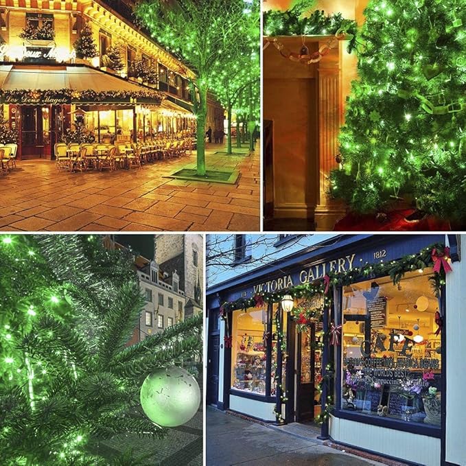 MYGOTO 33FT 100 LEDs Halloween Twinkle String Lights,Green Wire Waterproof Fairy Lights 8 Modes 30V Plug in Xmas Light for Home, Garden, Wedding, Party, Christmas Decoration Indoor Outdoor (Green)