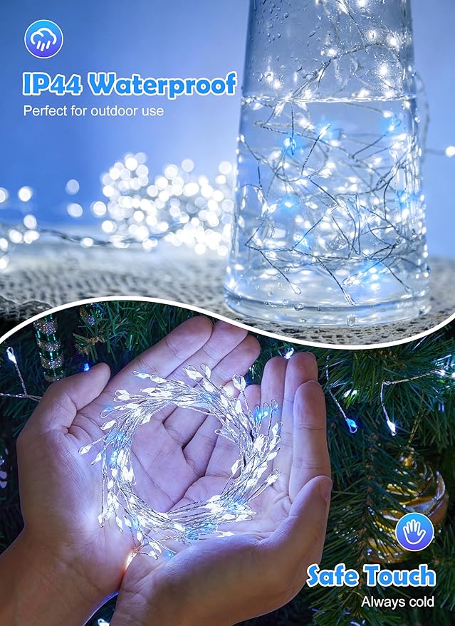 Twinkle Lights Battery Operated with Timer, 4Pack Total 480LED 40FT Battery Operated Christmas Lights, Waterproof Starry Firefly Light for DIY Wreath Indoor Outdoor Christmas Decorations