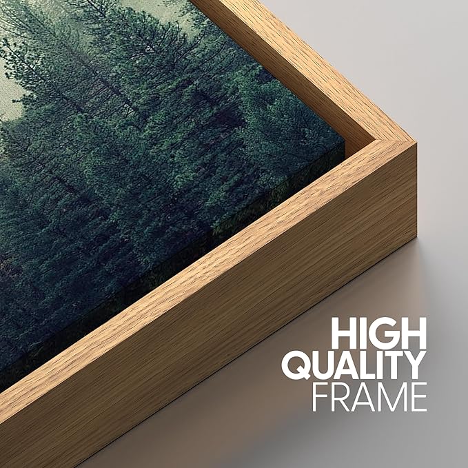 SIGNWIN 3 Piece Framed Canvas Wall Art Green Foggy Mountains Nature Wilderness Photography Abstract Rustic Aerial Canvas Prints Home Artwork Decoration for Living Room,Bedroom - 24"x36"x3 Natural