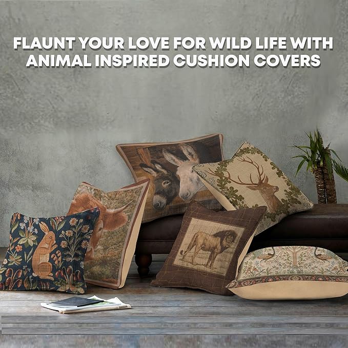 Charlotte Home Furnishings Decorative Pillow Covers for Couch 19x19 in, Tapestry Throw Pillow Cover for Living Room Bed Decor, Fox French Country Sofa Cushion Cases, Soft Cotton Jacquard Woven