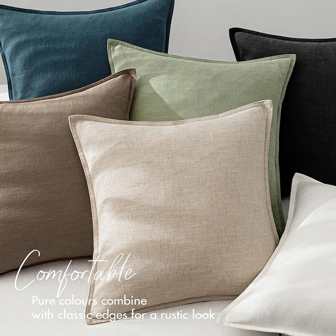 EMEMA Decorative Linen Throw Pillow Covers 26x26 Inch Natural Beige Boho Farmhouse Neutral Couch Throw Pillows for Bed Pack of 2 Accent Pillowcase Modern Sofa Cushion Livingroom Home