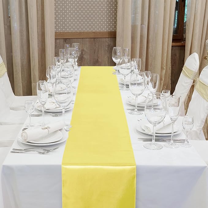 Aneco 4 Pack Satin Table Runner 12 x 108 Inch Pastel Rainbow Long Bright Silk and Smooth Fabric Party Table Runner for Wedding Banquet Party Decoration