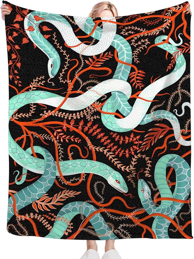 Tijuboni Snake Throw Blanket Snake Gifts for Girls Boys Women Men Kids Adults Soft Flannel Fleece Blanket for Couch Sofa Bed Home Decor 40"x50"