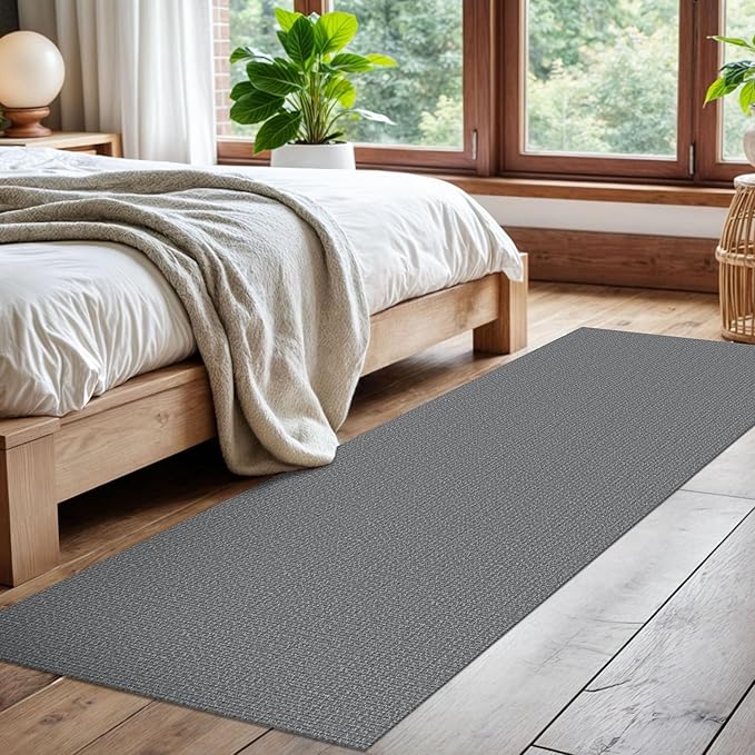 EARTHALL Washable Runner Rug 2x7 Ft Non Slip Runners for Hallways Cotton Rubber Backed Kitchen Runner Braided Indoor Floor Carpet Runners for Entryway, Hallway, Kitchen, Bedroom, Charcoal Gray