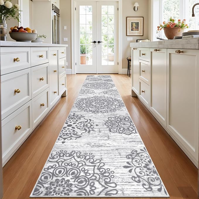 HEBE Hallway Runner Rug 3'x16' Washable Vintage Distressed Area Rugs Non Slip Laundry Rug Runner Boho Floor Carpet Runners for Hallways Entryway Laundry Room Kitchen Bathroom