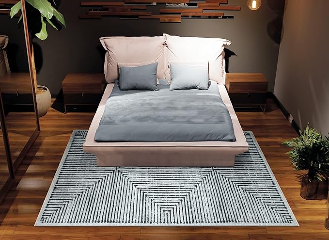 Bloom Rugs Caria Washable Non-Slip 4x6 Rug - Ivory/Black Striped Area Rug for Living Room, Bedroom, Dining Room, and Kitchen - Exact Size: 4' x 6'