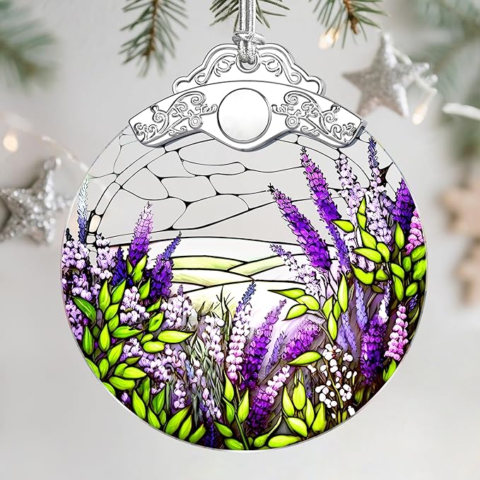 Christmas Ornaments: Stained Glass Ornament, Christmas Tree Ornament, Hanging Ornaments for Home Decor & Xmas Tree Decorations – Exquisite Holiday Decor, Gifts & Holiday Present - Lavender