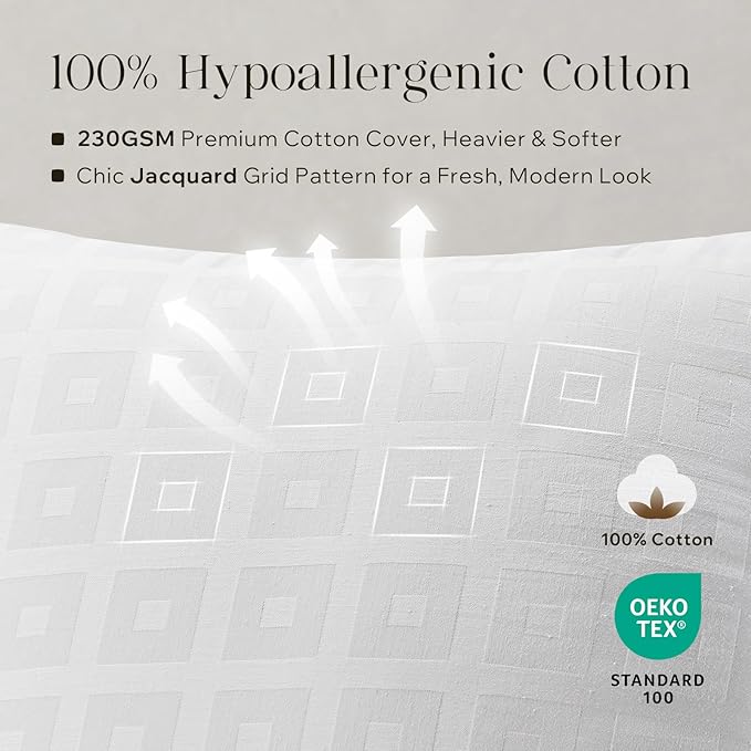 Phantoscope 18x18 Pillow Inserts, Decorative Throw Pillow Inserts with 100% Cotton Jacquard Cover, Virgin Fiber Pillow Sham Stuffer, Square Couch Cushion Pillows, Pack of 1, 18x18 Inch