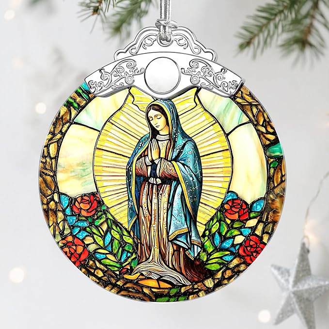 Stained Glass Religious Ornament, Christian Christmas Decorations, Christmas Ornaments for Tree, Catholic Home Decor, Religious Gifts, Faith Gifts for Christian, Gift Ideas & Xmas Gift