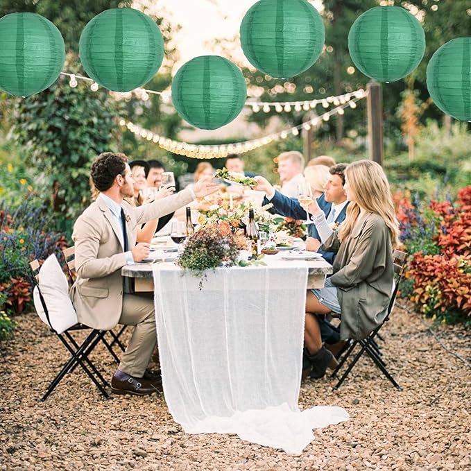 BEISHIDA 8-Inch Green Round Paper Lanterns Hanging Decorative Chinese Paper Lanterns Lamp for Birthday Wedding Party Irish Party Saint Patricks Day Decoration and Baby Bridal Shower（6 Packs）