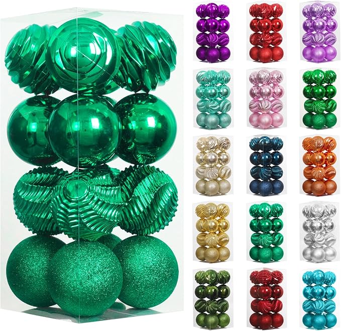 XmasExp 16ct Christmas Ball Ornaments Shatterproof Xmas Tree Hanging Balls Decorations Perfect for Holiday Wedding Christmas Decor (Malachite Green, 3.15")