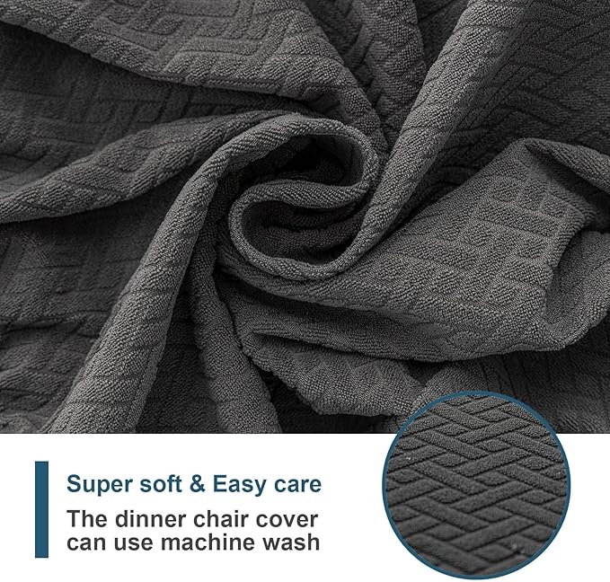 Genina Waterproof Seat Covers for Dining Room Chair Covers Set of 8, Stretch Jacquard Kitchen Parson Chair Slipcover Protector