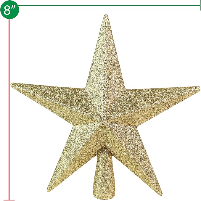 Ornativity Glitter Star Tree Topper - Christmas Gold Decorative Holiday Bethlehem Star Ornament