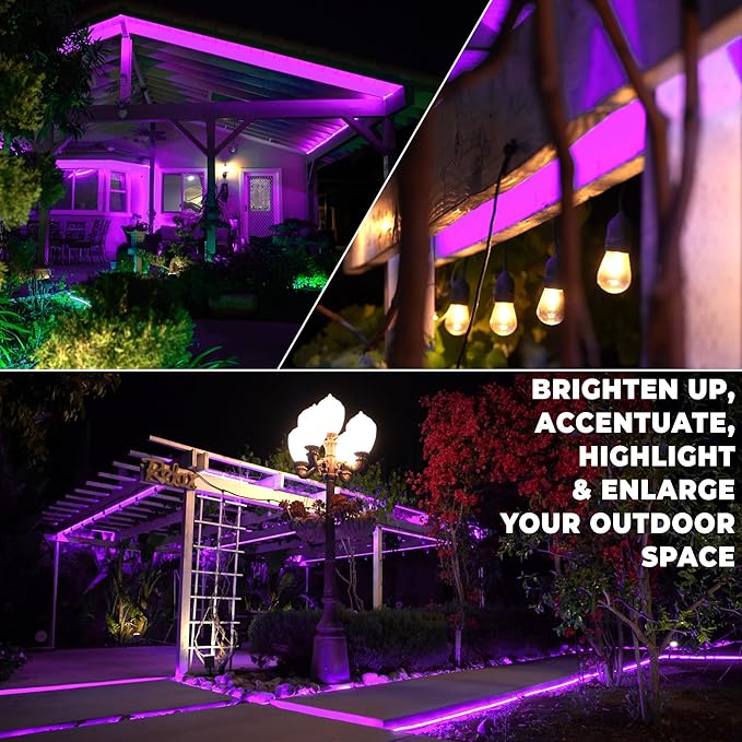 WYZworks 288LEDs, 25ft LED Outside Rope Lights, Waterproof Permanent Outdoor ETL Certified Connectable Clear Tube, Christmas Palm Tree Holiday Decorative Landscape Patio Accent Lighting - Purple
