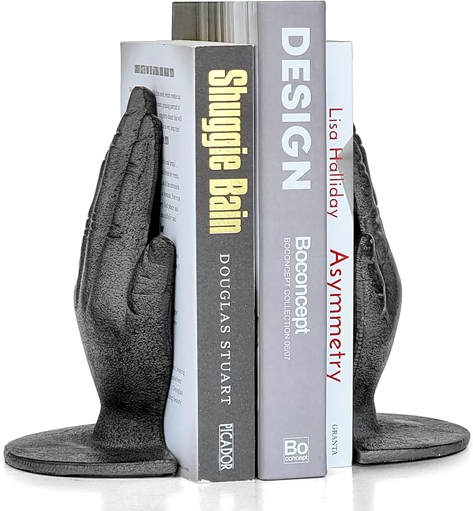 Ambipolar Hands Style Decorative Bookends - Antique Black Cast Iron Decorative Accent for Home Decor, Bookshelf, Living Room Decor, Decorative Bookends for Heavy Books