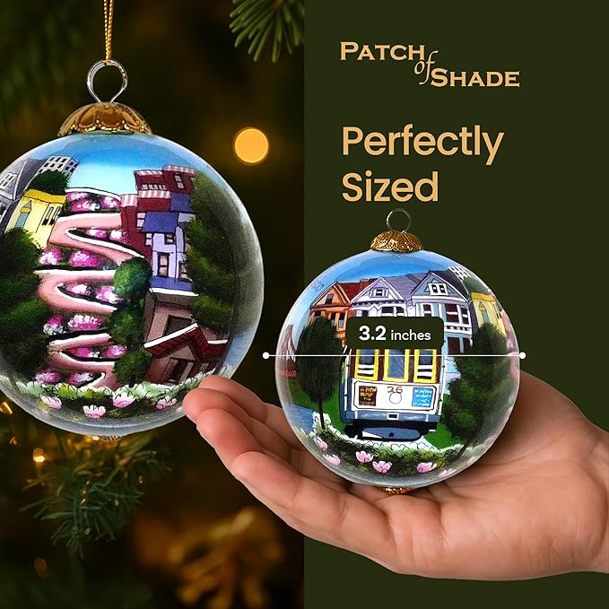 Best Sights of San Francisco Ornament - Hand Painted Glass Christmas Ornament with Gift Box