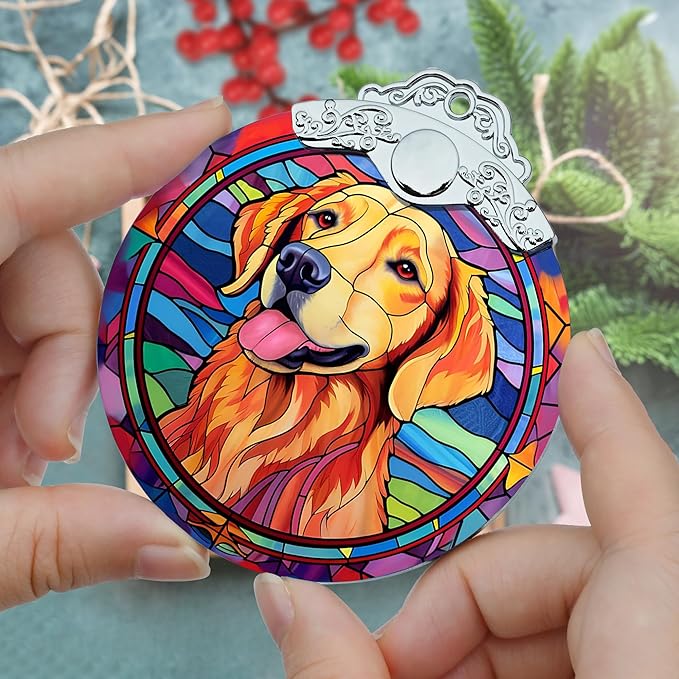 Golden Retriever Glass Ornament, Christmas Decor, Holiday Decorations and Xmas Gifts Ideas