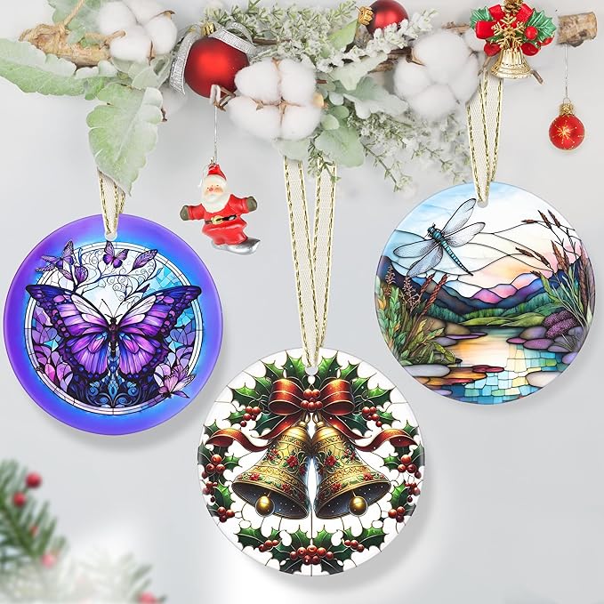 Ceramic Christmas Bell Ornament, 3.5 Inch - Tree Decoration, Gift for Christmas & Exchange