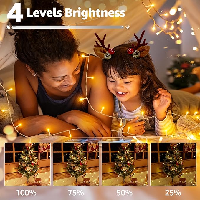 328FT 1000 LED Christmas Lights Outdoor Waterproof, Timer & Memory Function, 8 Modes Warm White String Lights Plug in Twinkle Lights for Xmas Tree Holiday Garden Party Decor