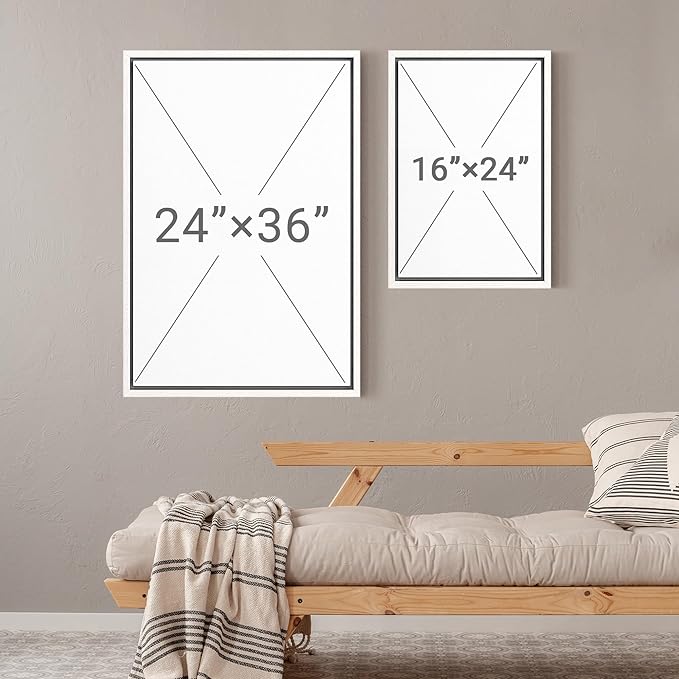 MUDECOR Framed Wall Art Print Set Vintage Wildflower Meadow with Colorful Blooms Illustrations Modern Art Boho Decorative Colorful Chic for Living Room, Bedroom, Office - 16"x24"x3 White
