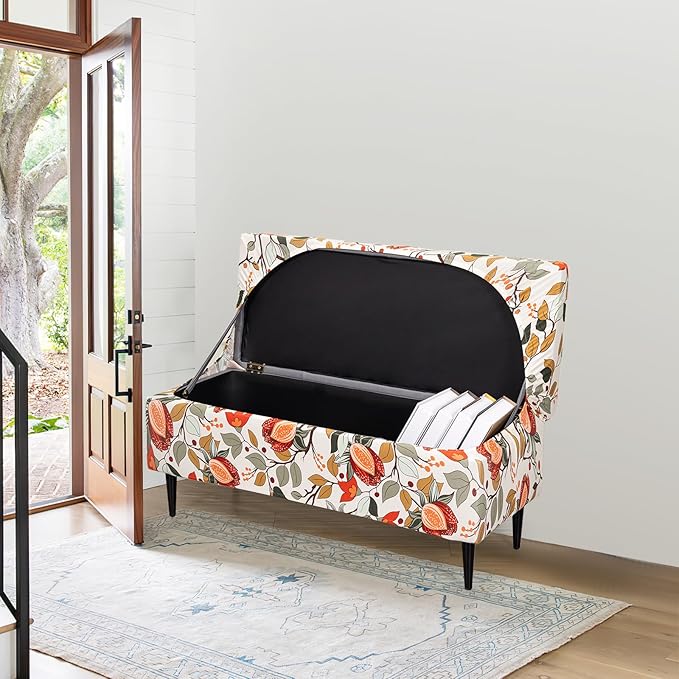 FUANGUI Ottoman Cover Stretch Storage Ottoman Bench Slipcover Printed Folding Storage Bench Ottoman Cover Footrest Stool Slipcover Footstool Protector Cover with Elastic Bottom,Medium,85