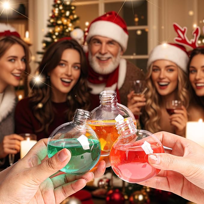 12 Pcs Clear Christmas Ornaments Balls, 5oz Fillable Plastic Christmas Ornament Balls for Christmas Tree Hanging Decoration & White Elephant Gifts