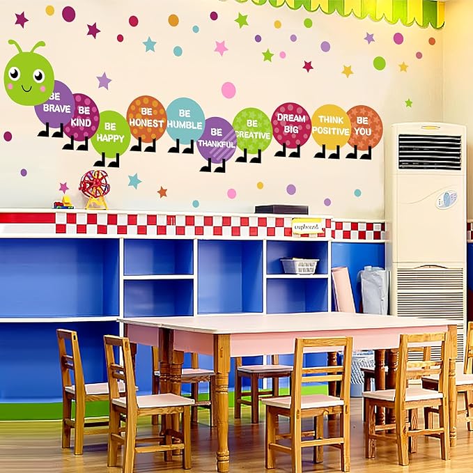 Large Kids Nursery Wall Stickers Colorful Motivational Wall Decal Multicolor Polka Dot Walls Vinyl Sticker Be Kind Art Mural Decals for Baby Boys Girls Bedroom Playroom Classroom Decor 20.9" x 102.2"
