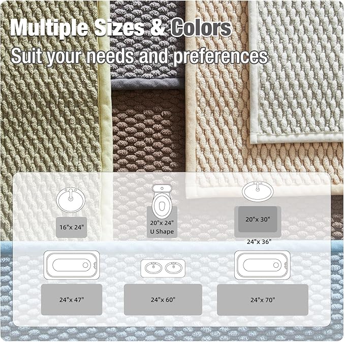 Bathroom Rugs Non Slip Washable, Super Absorbent Thin Bath Mat Small Quick Dry Low Pile Bathroom Rug, Light Grey 20"x30"