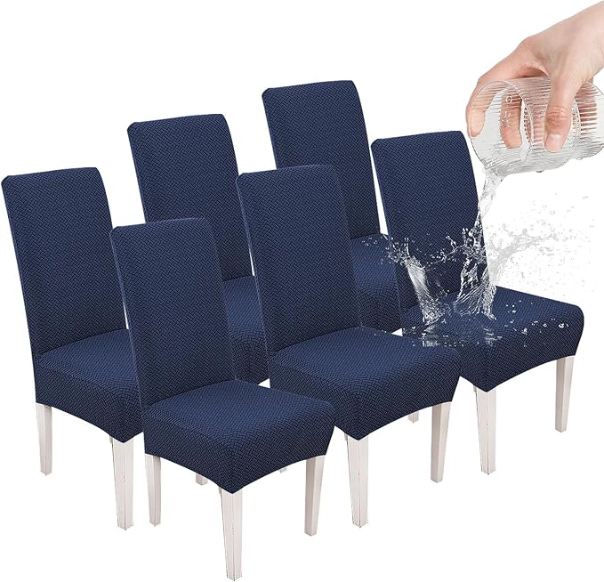 Parsons Dining Chair Cover, Detachable,Retractable,Sofa Chair Cover (6, Navy Blue)
