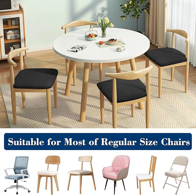 Dining Chair Seat Covers, Washable Dining Room Chair Seat Covers Set of 6, Removable Kitchen Seat Covers Chair Covers for Dining Chairs