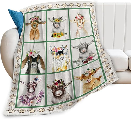 Cute Lamb Blanket Goat Sheep Baby Decor Throw Blanket Super Warm Soft Plush Fleece Flannel Farmhouse Blanket Gifts for Girls Kids Women Boys for Winter Couch Bedding 60"X80"