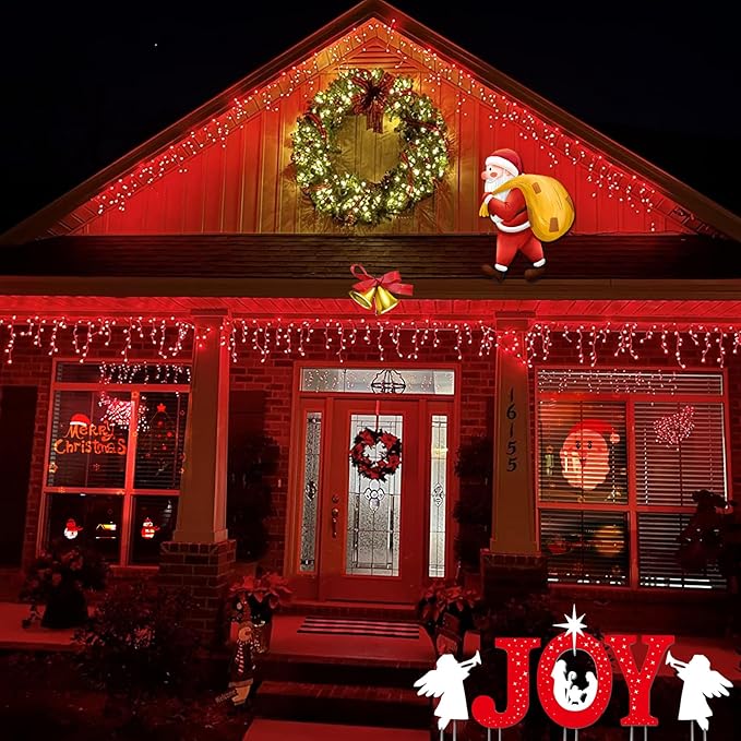 YEGUO 33ft 400 LED Red Icicle Lights for Outside, 80 Drops Icicle Christmas Lights with 8 Modes, Connectable Icicle String Lights with Memory Timer