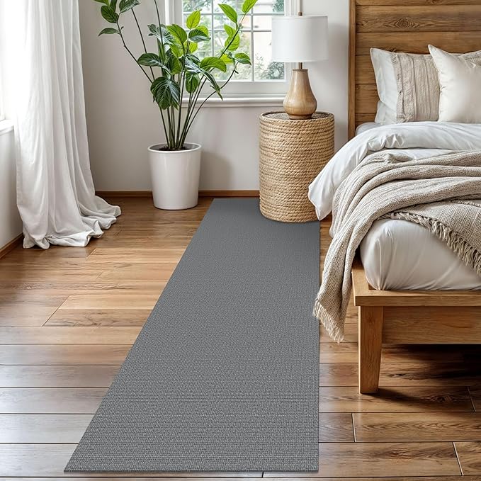 EARTHALL Washable Runner Rug 2.6x8 Ft Non Slip Runners for Hallways Cotton Rubber Backed Kitchen Runner Braided Indoor Floor Carpet Runners for Entryway, Hallway, Kitchen, Bedroom, Charcoal Gray