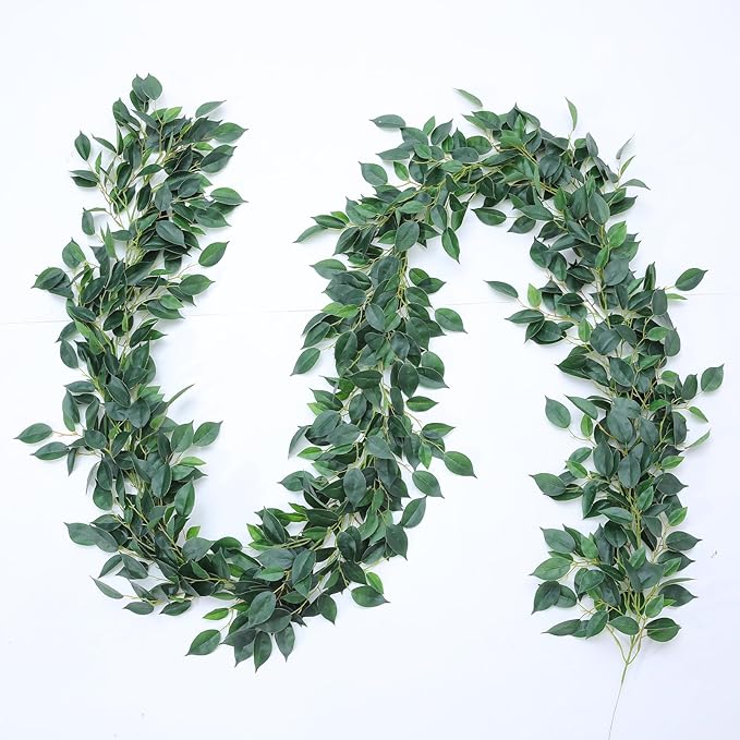 9.8ft Artificial Vines with Ultra-Dense Willow Leaves - Bendable Fake Vines Garland, Faux Italian Ruscus for Wedding Arches, Jungle Room & Indoor/Outdoor Decor