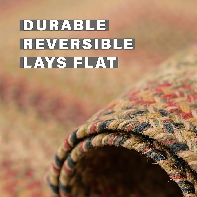 Homespice Kingston Braided Oval Area Rugs 5x8' – Country Style Braided Rugs for Living Room, Bedroom and Dining Area